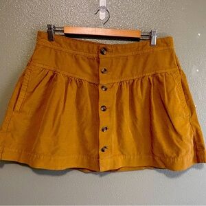 American Eagle Womens Brown Button Front Corduroy Mini Skirt Size 14